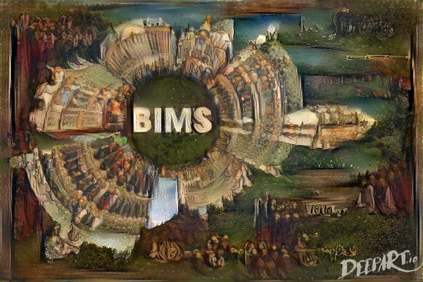 BIMS-logo in de stijl het beroemde Lam Gods